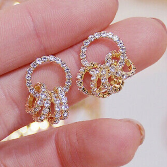 california Jewelry - New 18k gold plated diamond earrings